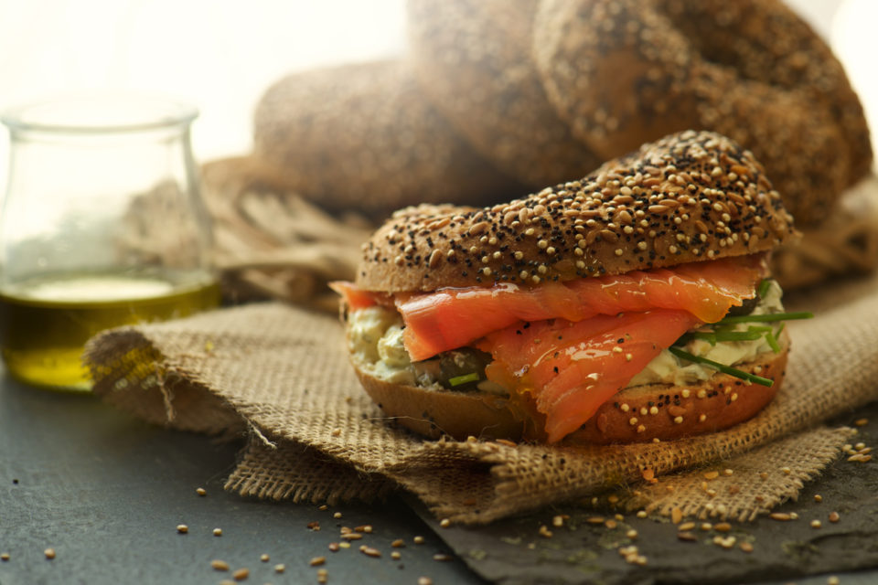 bagel with lox and cream cheese