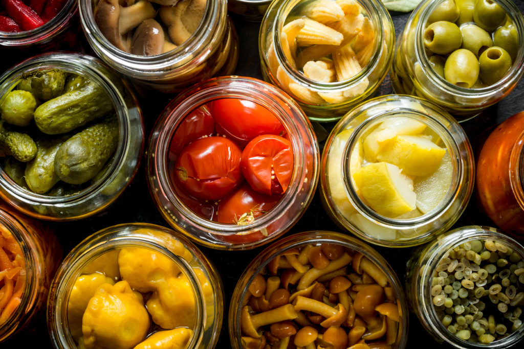 canned, preserved vegetables