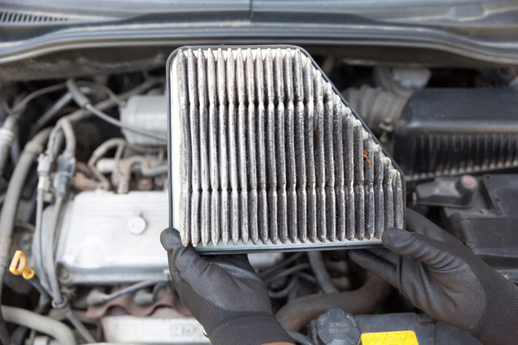 Dirty car engine air filter