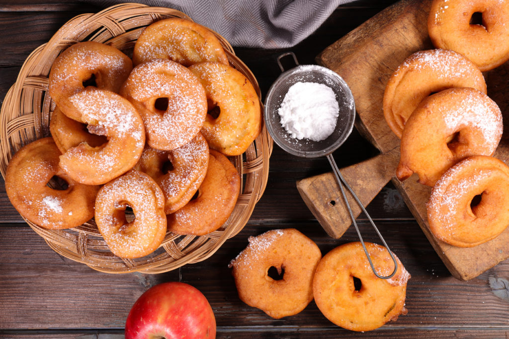 fried donut and sugar